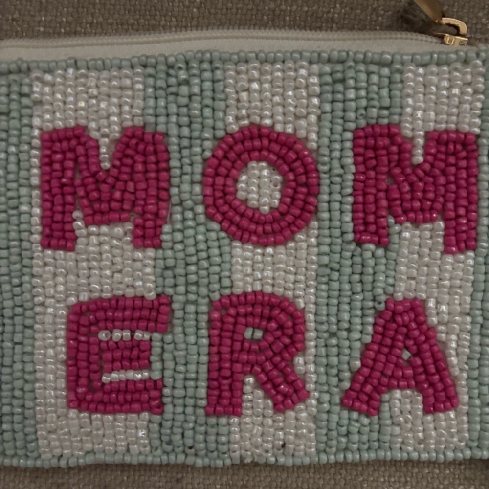 A New Day Pink and White Beaded Pouch - Picture 2 of 2